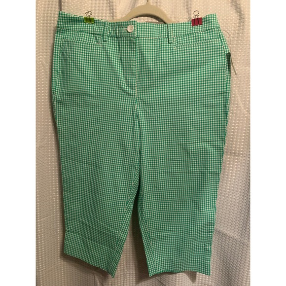 Talbots Pants - Talbots Perfect Skimmer Green Gingham Curvy Petite Slim Pedal Pusher Pants 10P
